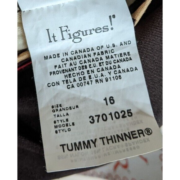 It Figures Swimsuit One Piece Brown Tummy Thinner Chlorine Resistant Size 16 - Picture 6 of 8